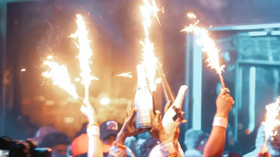 Sparklers arriving with bottle service at a Toronto nightclub table