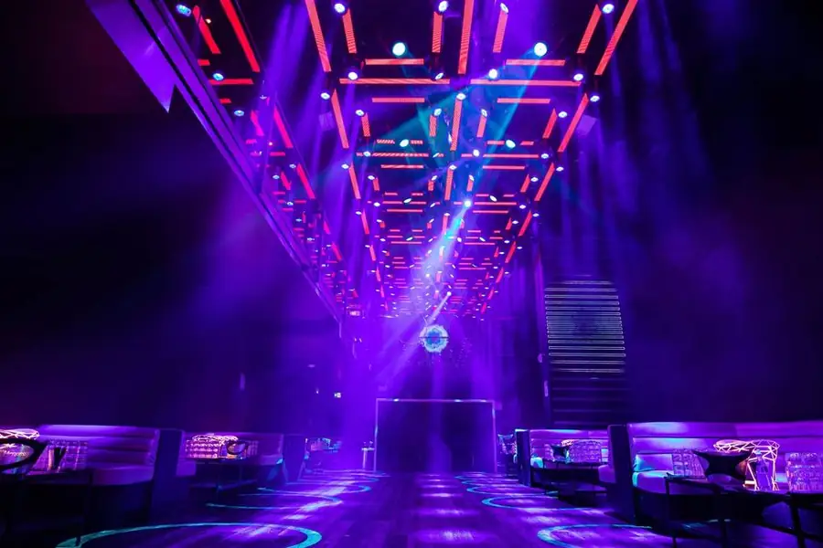 Purple-lit dance floor under the LED ceiling at 44 Toronto on King Street West