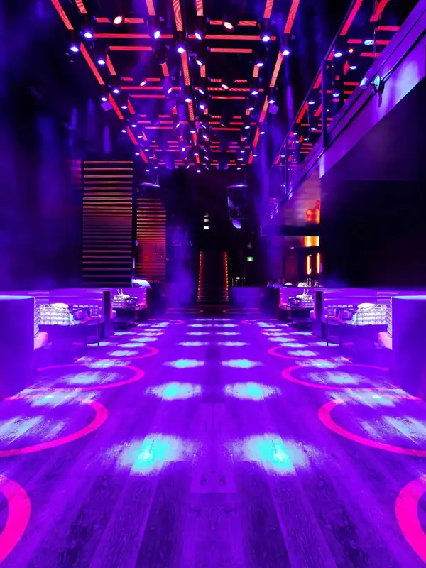 LED light patterns on the dance floor at 44 Toronto