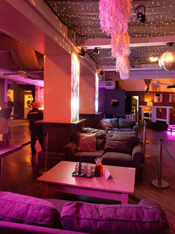 Lounge seating and bottle service area at The Fifth Social Club on Richmond Street West